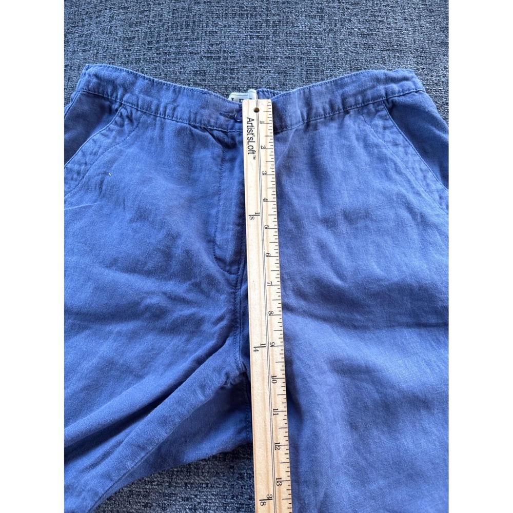 LL Bean Womens Blue 100% Linen Classic Fit Straight Leg Pants 10 Petite 268512 - Picture 4 of 7